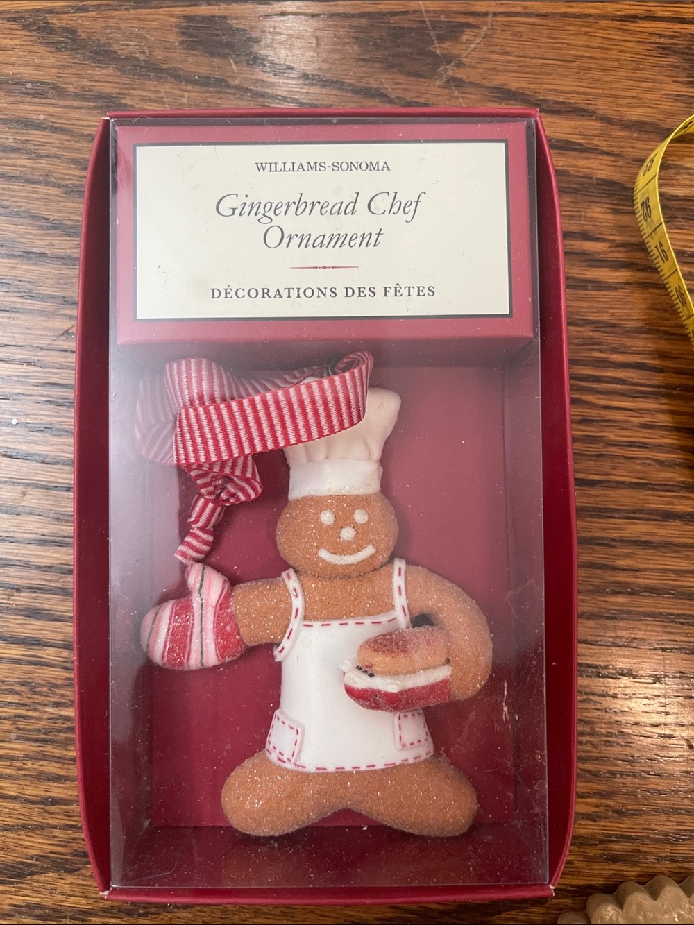 Williams Sonoma Gingerbread Chef Ornament - Red, White, Tan